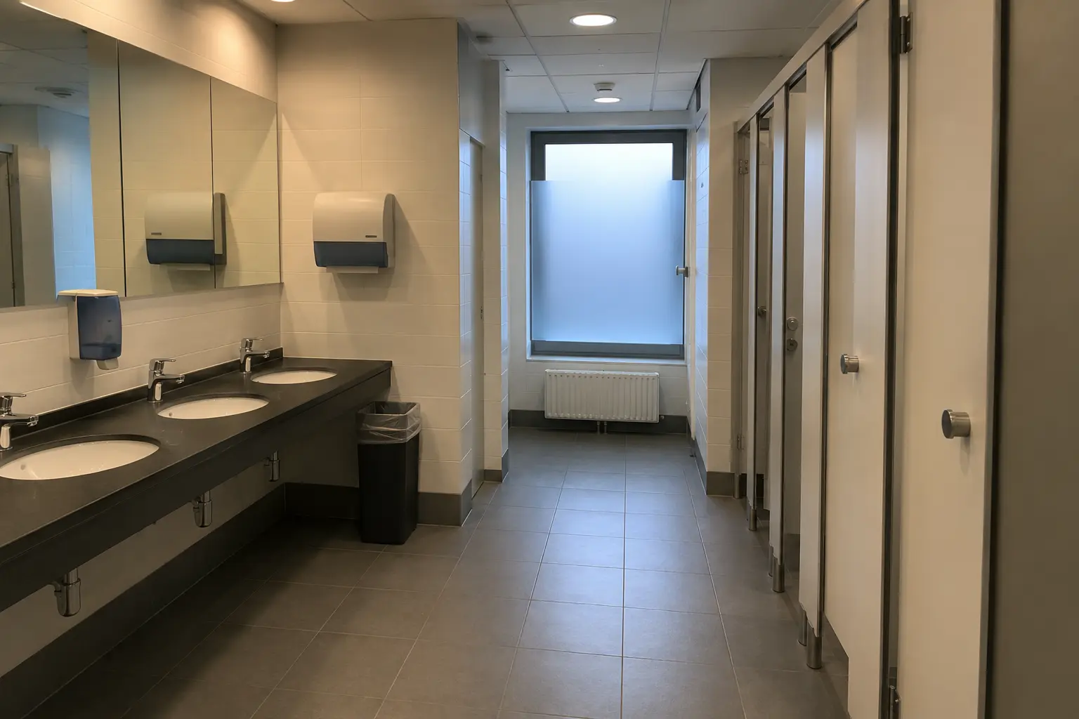 Hygienisch gereinigter Sanitärbereich in einer Praxis in Bamberg